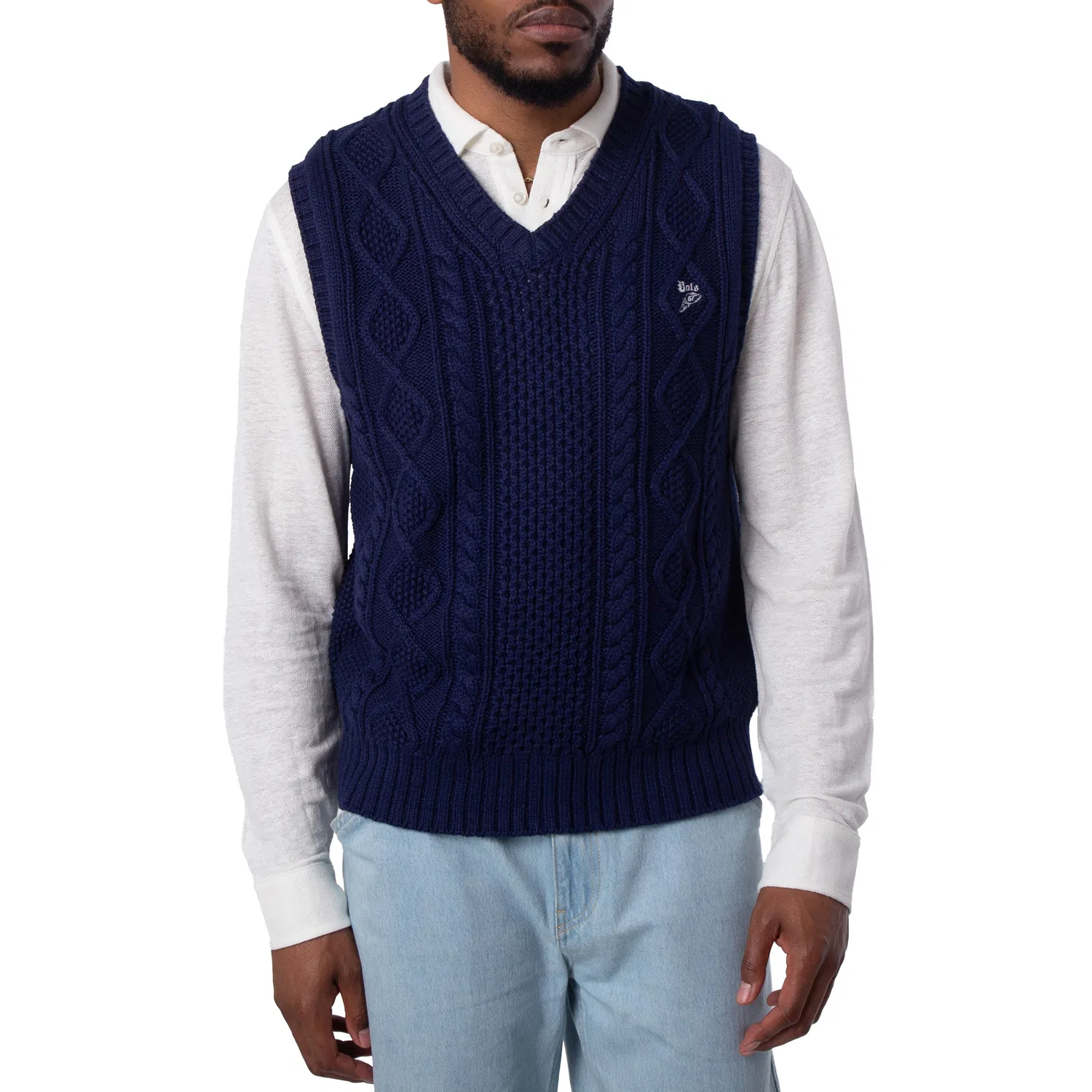 Свитер без рукавов Aran-Knit Cotton Sweater Vest Polo Ralph Lauren, Blue