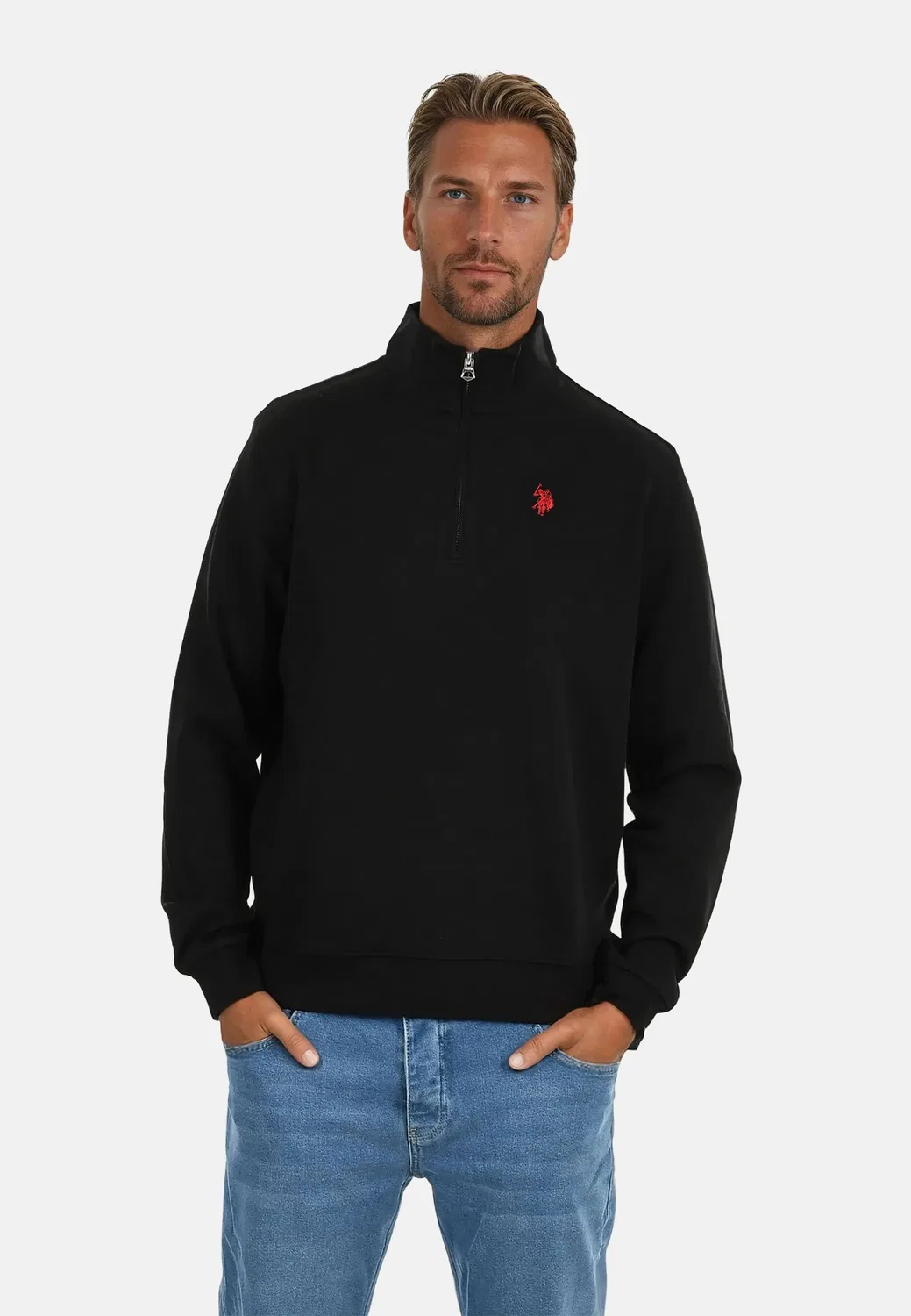 Мужской пуловер полузастежка P-021 U.S. Polo Assn., Black