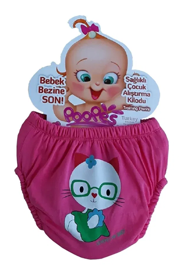Детские тренировочные трусики для девочек с принтом 3 шт Poope'S, Fuchsia Lilac White — фото 3