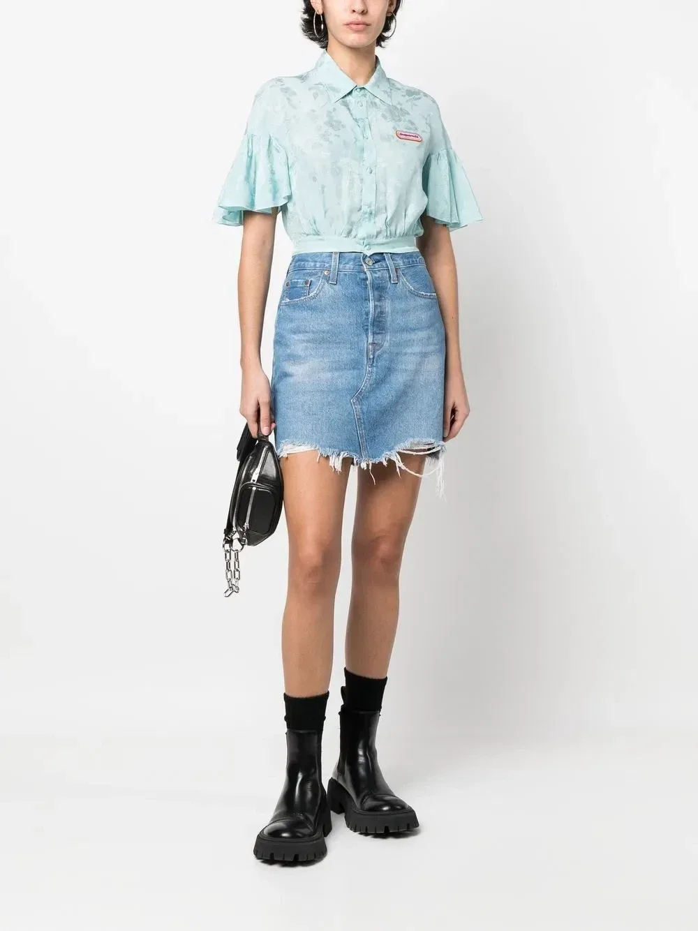 Жаккардовая рубашка с цветочным узором Dsquared2, синий — фото 2