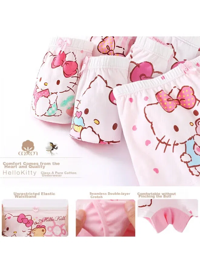 Трусы-брифы для девочек с цветочным принтом комплект из 5 штук Hello Kitty, ktn254 — фото 4