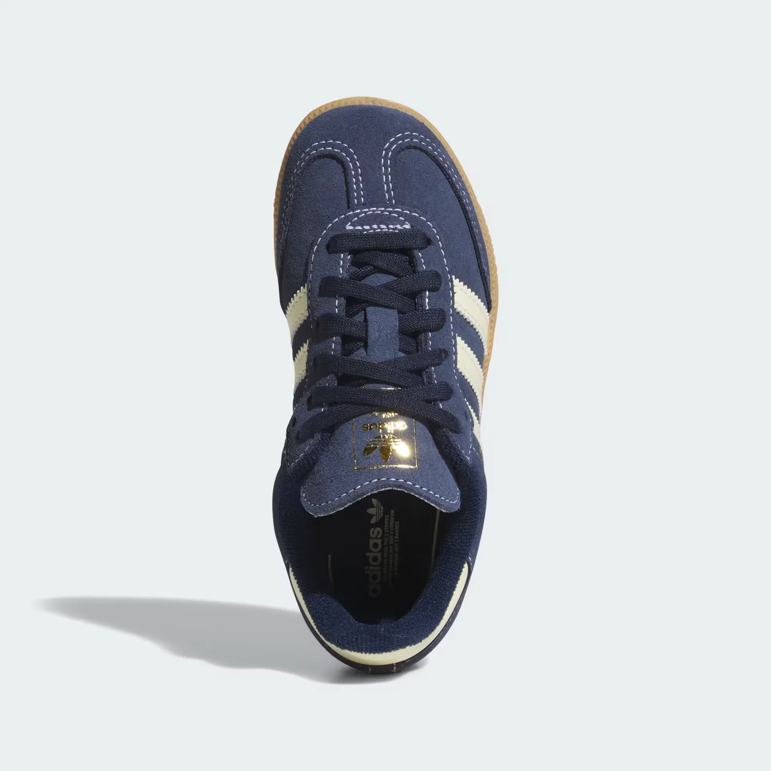 Детские кроссовки с кожаным верхом SAMBA OG Adidas Originals, темно-синий/теплый ванильный/медовый — фото 2