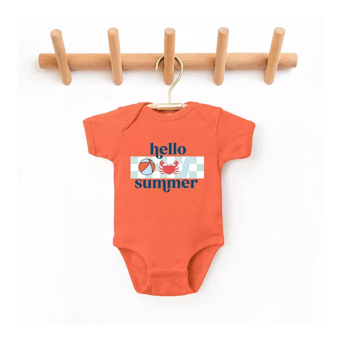 Детский боди с коротким рукавом Hello Summer Checkered The Juniper Shop, Orange