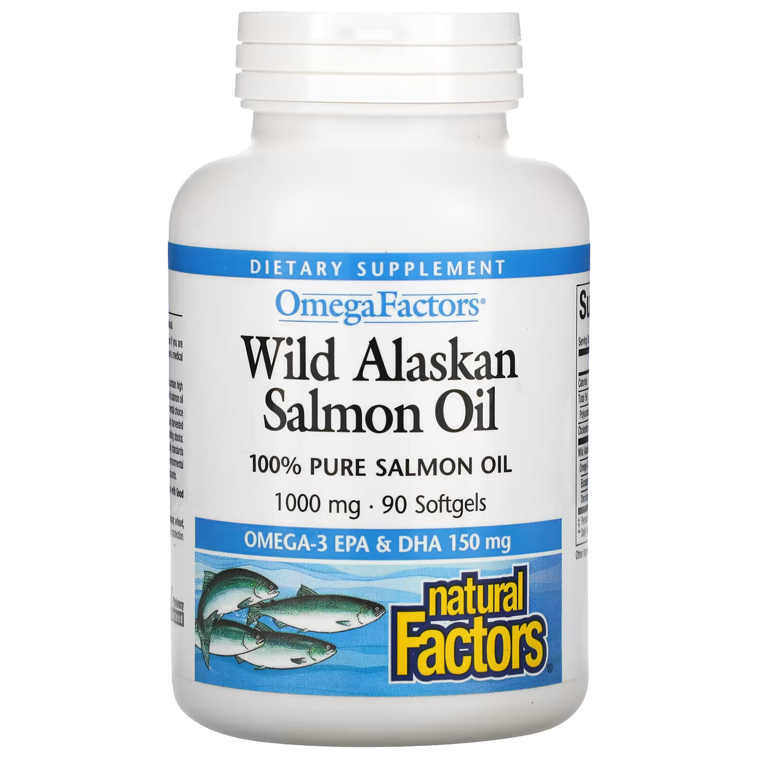 

Natural Factors, жир дикого аляскинского лосося, 1000 мг, 90 капсул