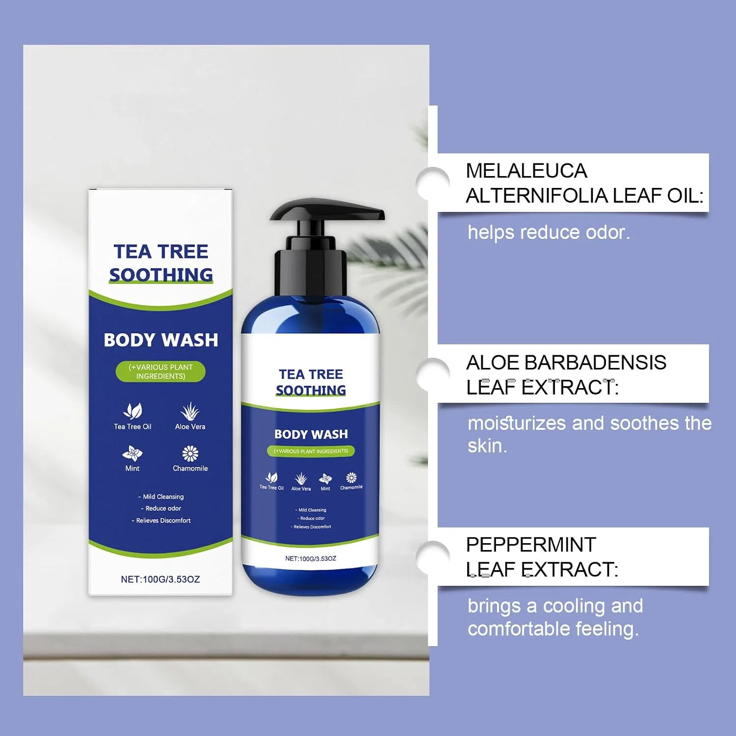 Гель для душа Tea Tree Soothing Shower Gel, Raevior, 2 шт., 100 г — фото 4