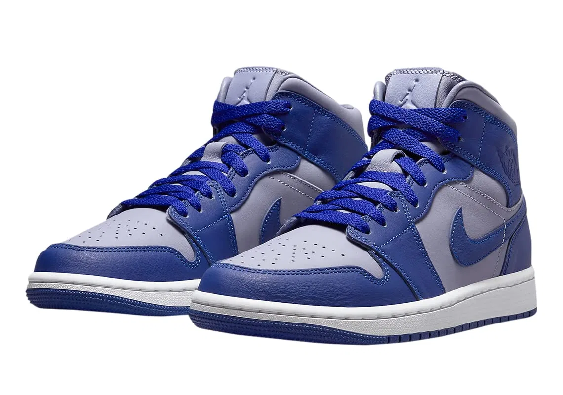 Мужская футболка с принтом NIKE, Air Jordan 1 Mid Se Shoes, Purple Iron Royal Blue Deep — фото 3