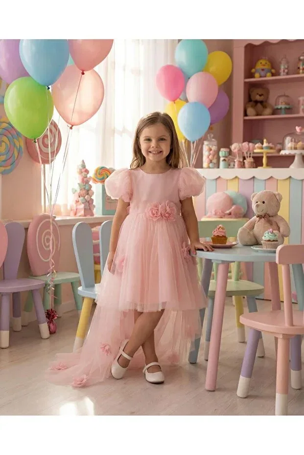 Детское платье для девочек с принтом Butikhappykids, Pink