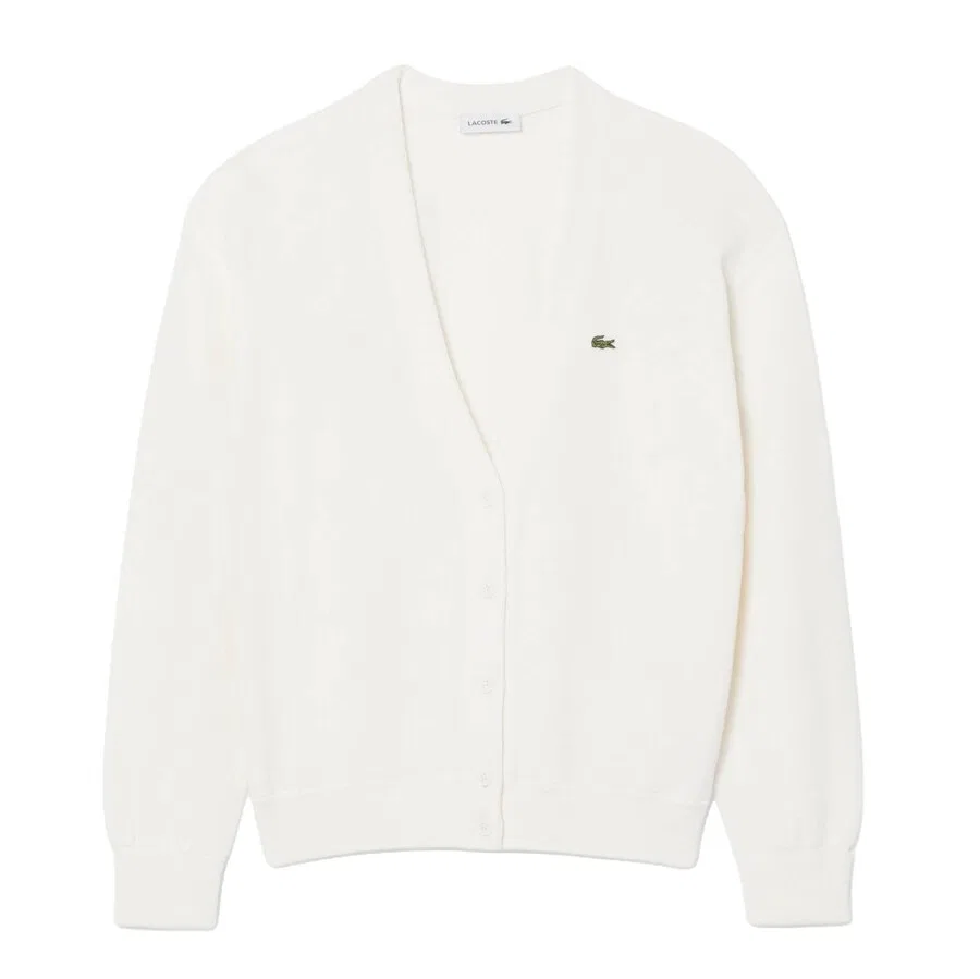 Вязаный кардиган LACOSTE белого цвета