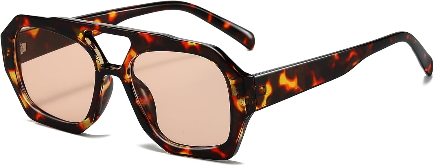 

Ретро-солнцезащитные очки-авиаторы для женщин и мужчин, модные в стиле 70-х, шестиугольные, квадратные, с двойной перемычкой, винтажные солнцезащитные очки Breaksun, A1 Tortoise/Light Brown