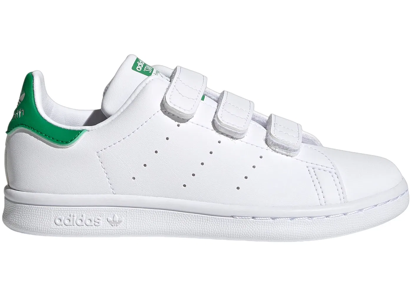 Детские кроссовки с ремешком Stan Smith Adidas, Cloud White Cloud White Green
