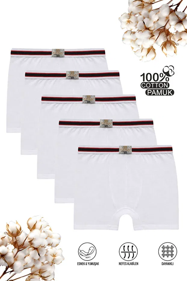 Детские боксеры для мальчиков хлопковые комплект 5 шт Özkan Underwear, White