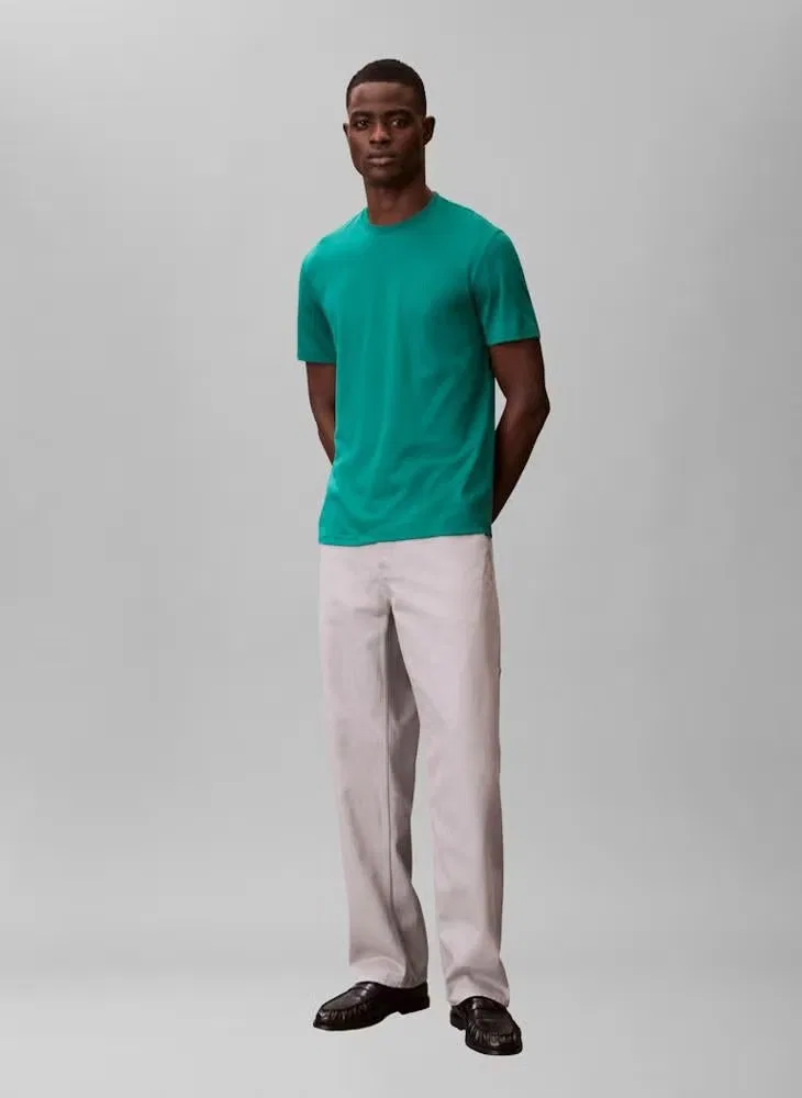 Футболка из хлопка пима Pima cotton Calvin Klein, зеленый — фото 4