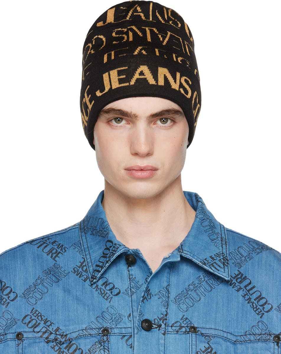 

Черно-золотая вязаная шапка Versace Jeans Couture