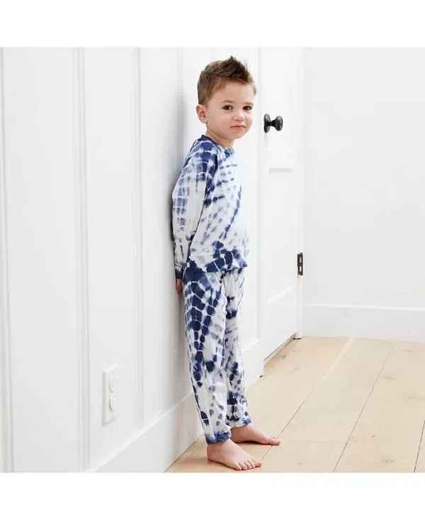 Детский комплект из футера с принтом Tie Dye Rib Pullover and Pant Set PaigeLauren, Blue Tie Dye — фото 2