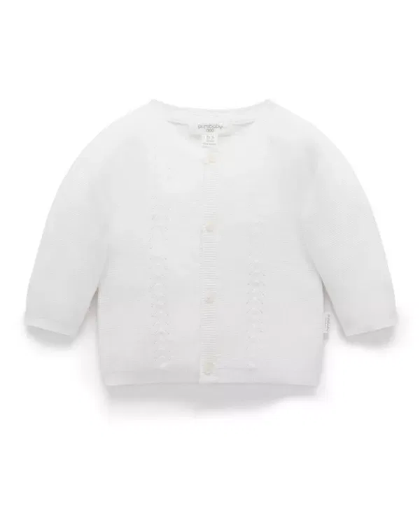 Детский кардиган с ажурным узором Purebaby, Vanilla