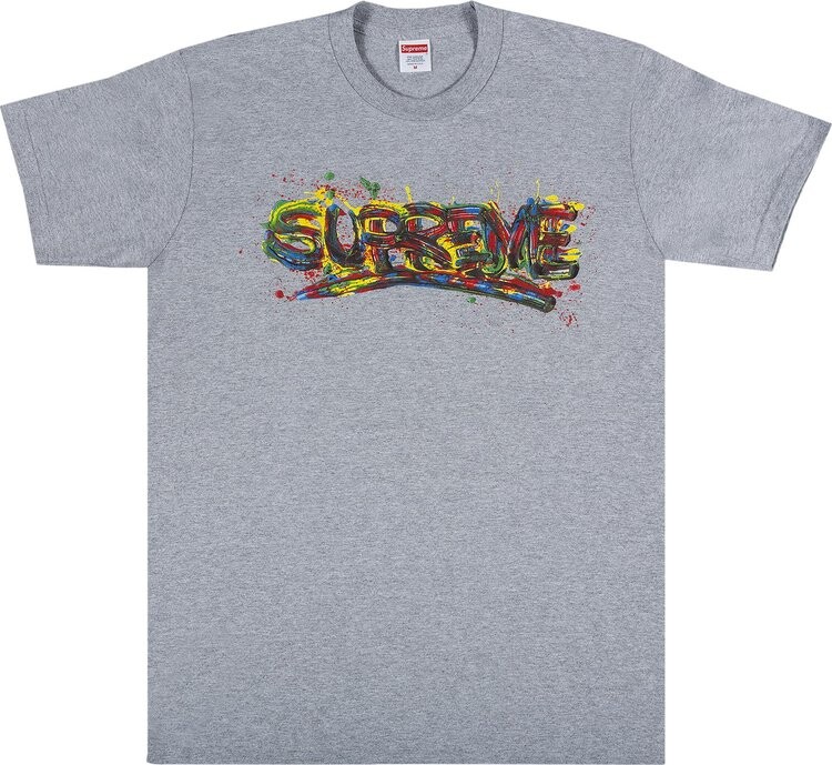

Футболка Supreme Paint Logo Tee 'Heather Grey', серый