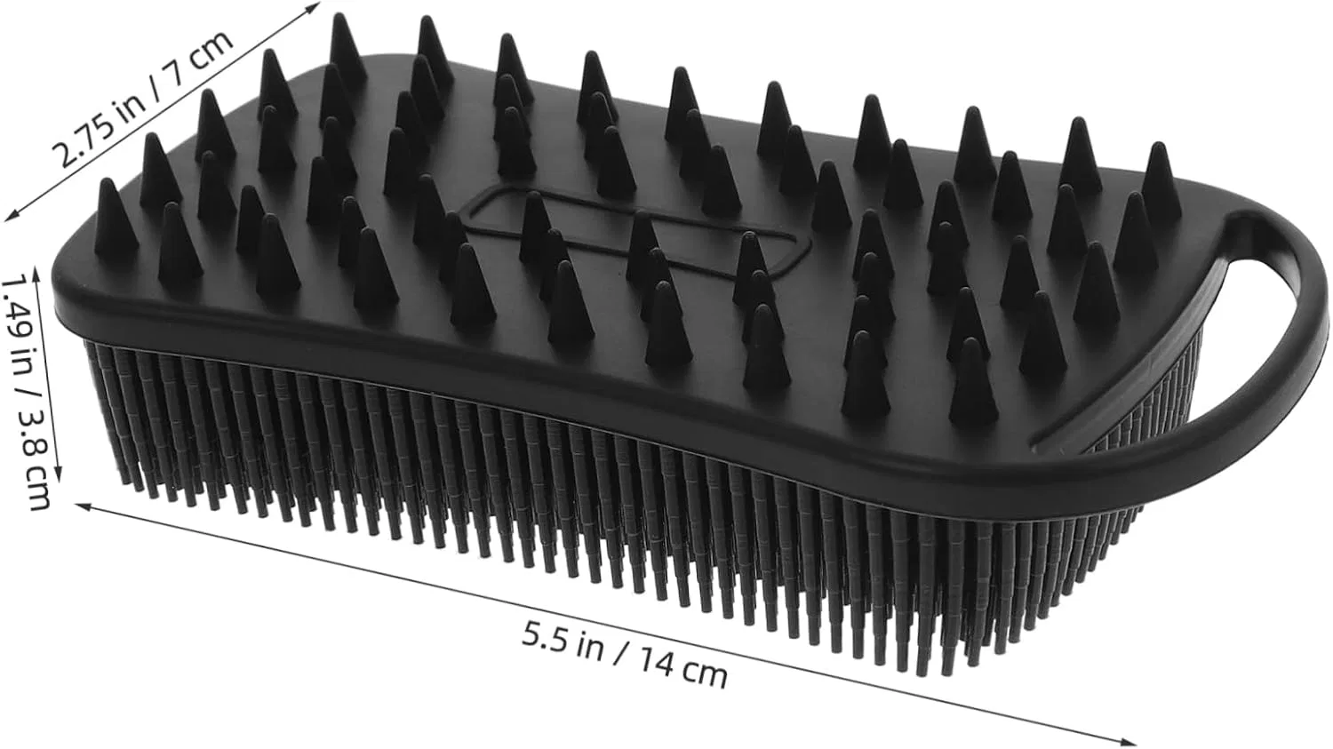 Силиконовая щетка для тела и скрабирования SHERCHPRY, двухсторонняя, 14x7x3.8 см, Black — фото 2