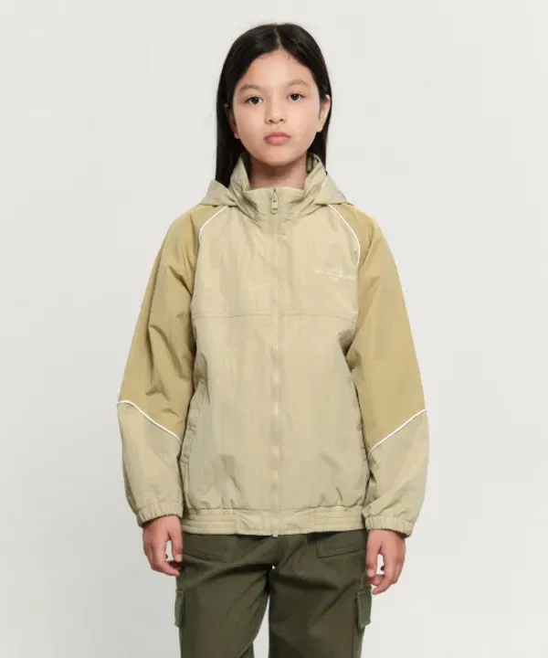 Ветровка детская цвет-блок, Kids color-block windbreaker Marithé Kids, бежевый