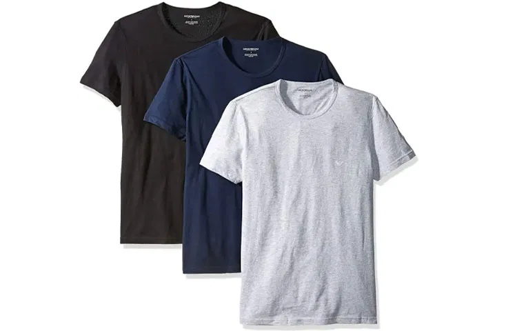 Мужской комплект футболок с коротким рукавом 3 шт, EMPORIO ARMANI, Black/Blue/Gray