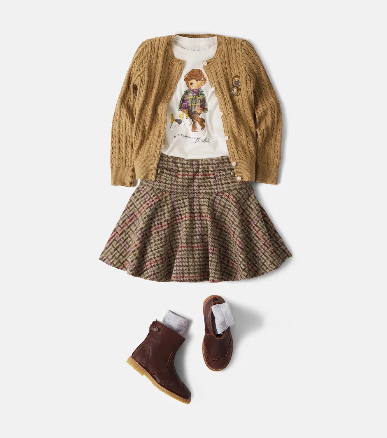 Кардиган хлопковый Polo Bear Polo Ralph Lauren Kids, бежевый — фото 2