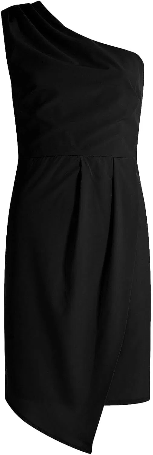 Женское коктейльное платье с завязкой на талии Satin, Black — фото 3