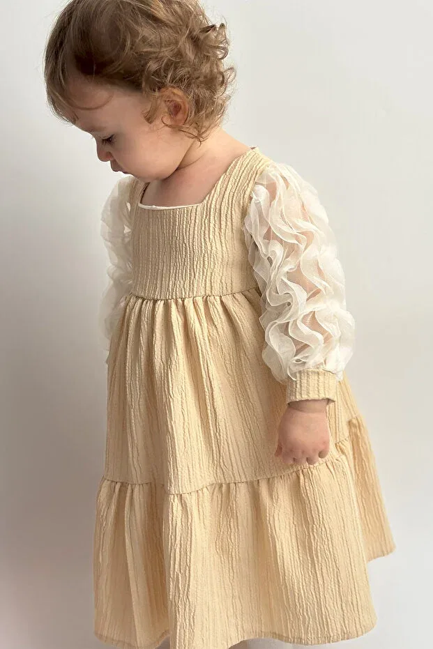 Детское платье для девочек с длинным рукавом Alyra, Beige