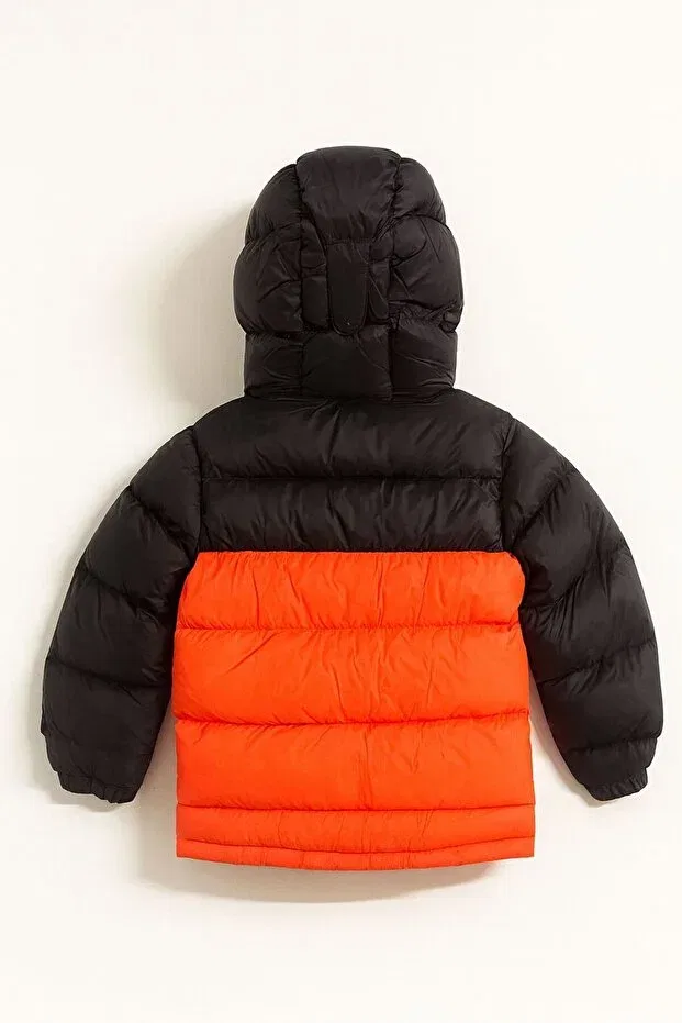 Детский пуховик для девочек с капюшоном Lesso Kids, Orange — фото 3