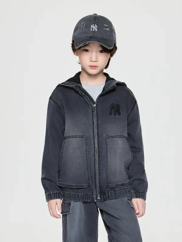 Джинсовая куртка-худи Street, ny, Mlb Kids, темно-серый