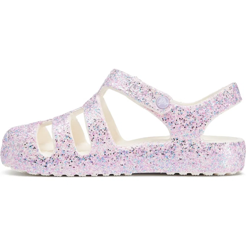 Классические детские сандалии с блестками Crocs, Chalk Multi Glitter — фото 3