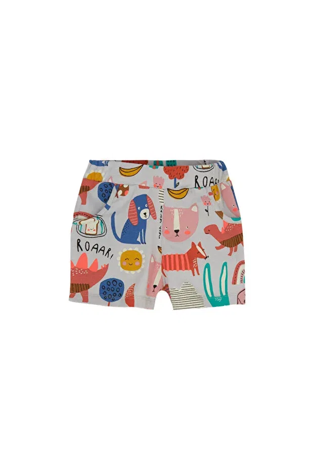 Детские шорты для девочек с принтом Roaring Animals Pocket Lovetti, Patterned