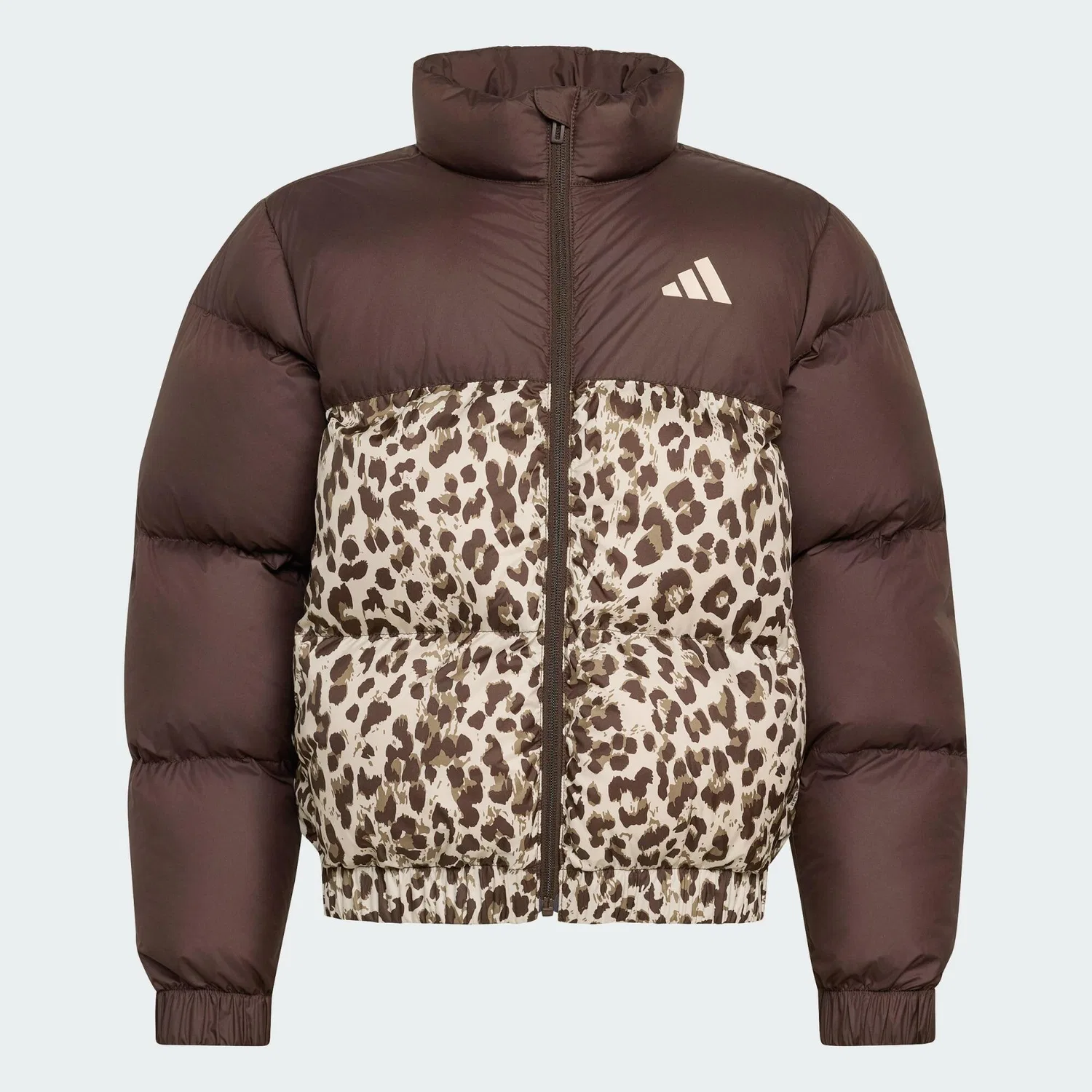Детская куртка с принтом Kunstdaunenjacke, Allover-Print Adidas, Dunkelbraun Cremefarben Khaki — фото 2
