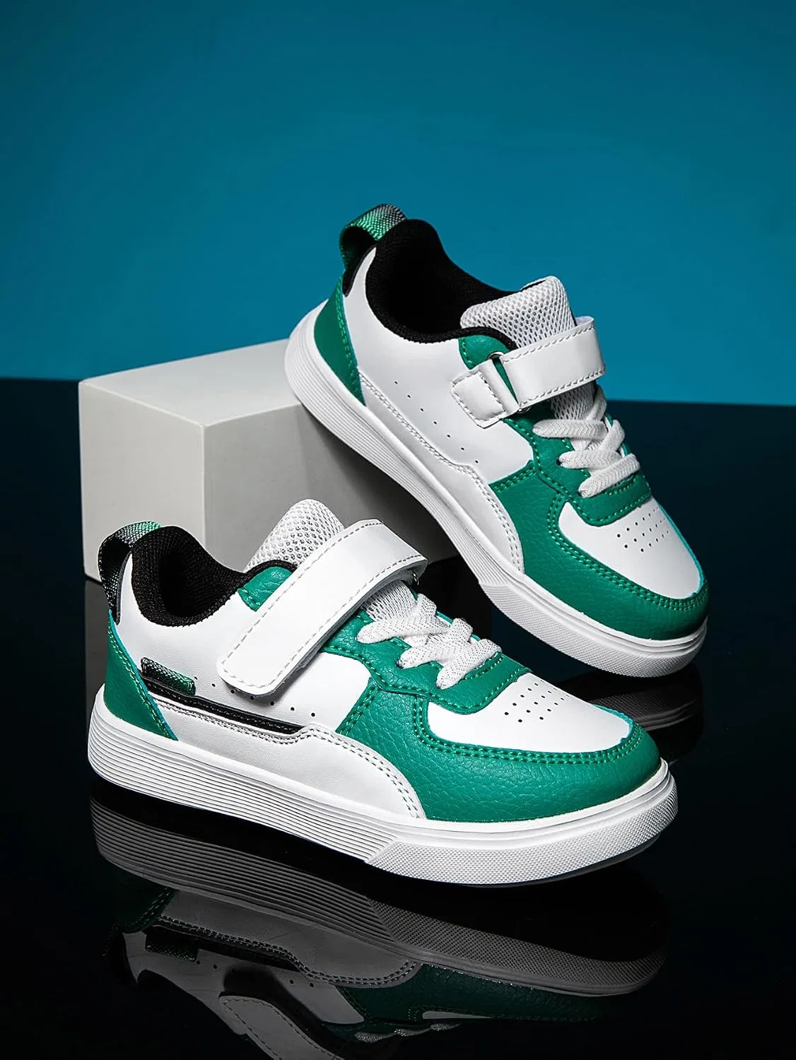 Детские кроссовки на липучке с регулируемым ремешком Classic Low Top, Blue Green — фото 4
