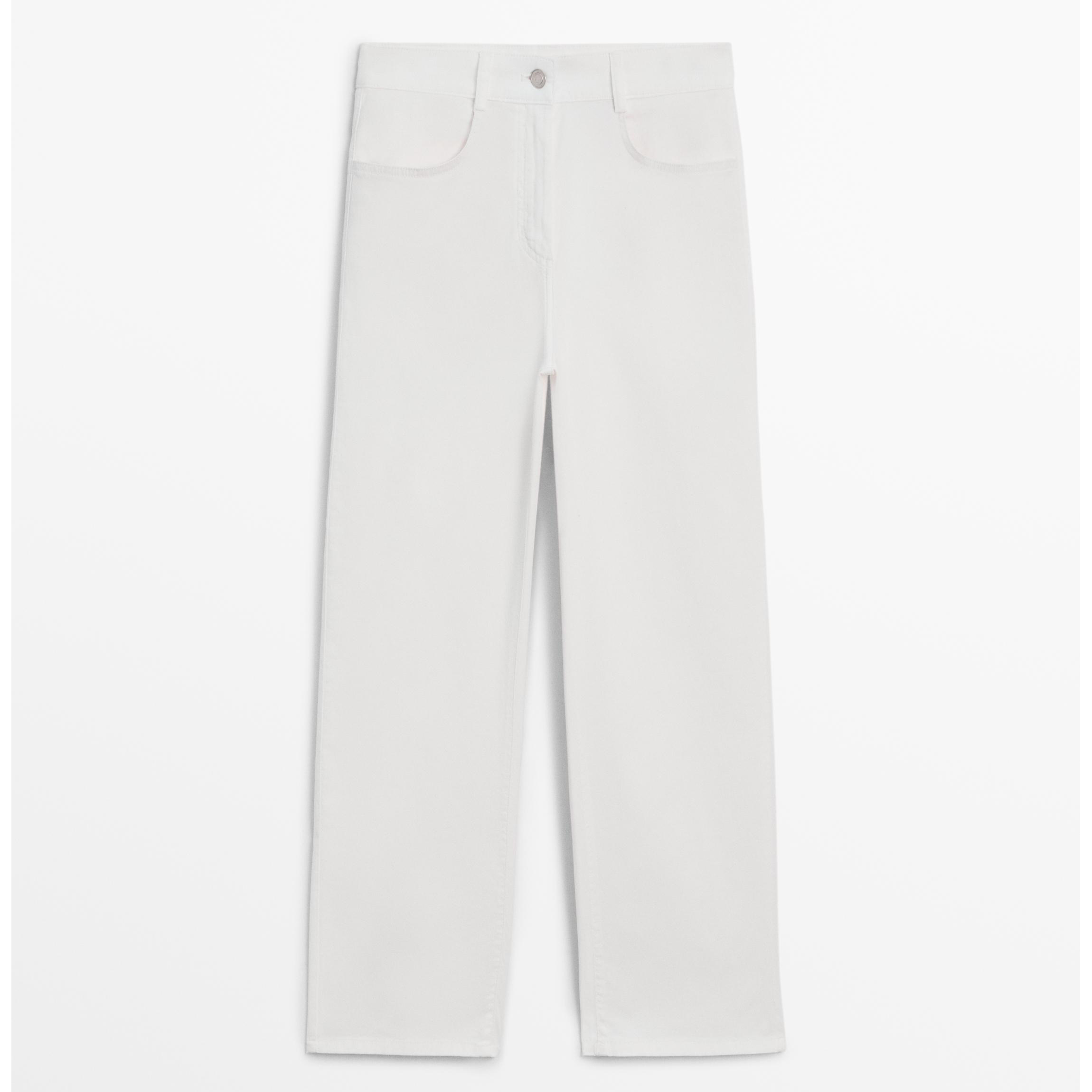 

Брюки прямого кроя из смесового хлопка Massimo Dutti, кремовый, Белый, Брюки прямого кроя из смесового хлопка Massimo Dutti, кремовый