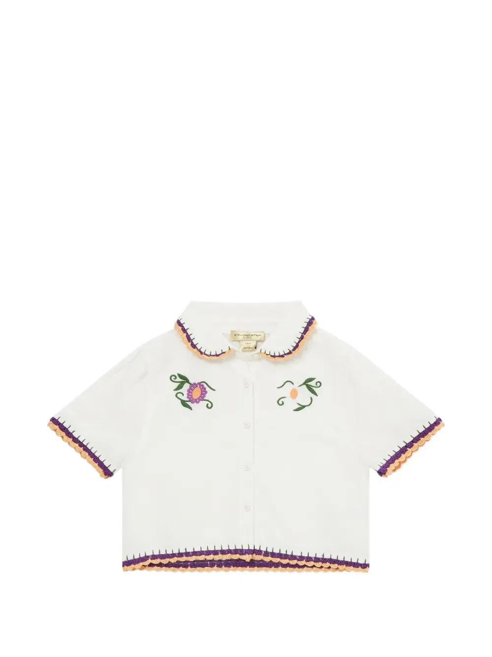 Рубашка с вышивкой и отделкой крючком Stella McCartney Kids, белый