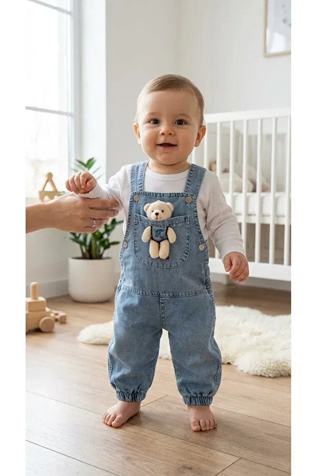 Детский комбинезон с принтом 2-предметный набор Yukobaby Bebeğiniz Için En Doğalı, Blue