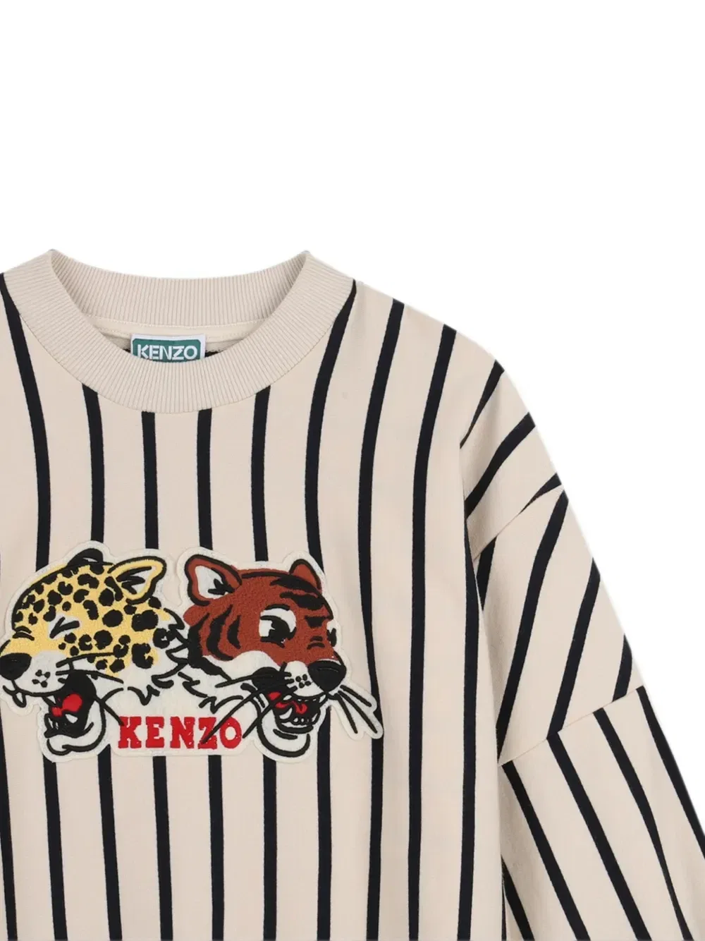 Свитер в полоску с графическим принтом Kenzo Kids, бежевый — фото 3
