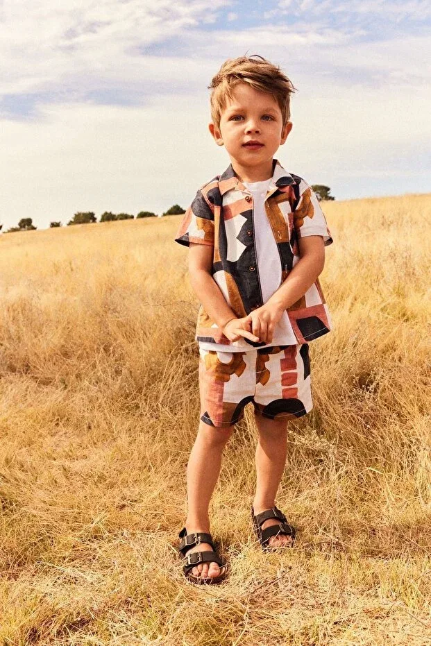 Детский комплект для новорожденных хлопковый Bronze Brown Cotton Shirt Shorts Set Next Baby, Brown — фото 2