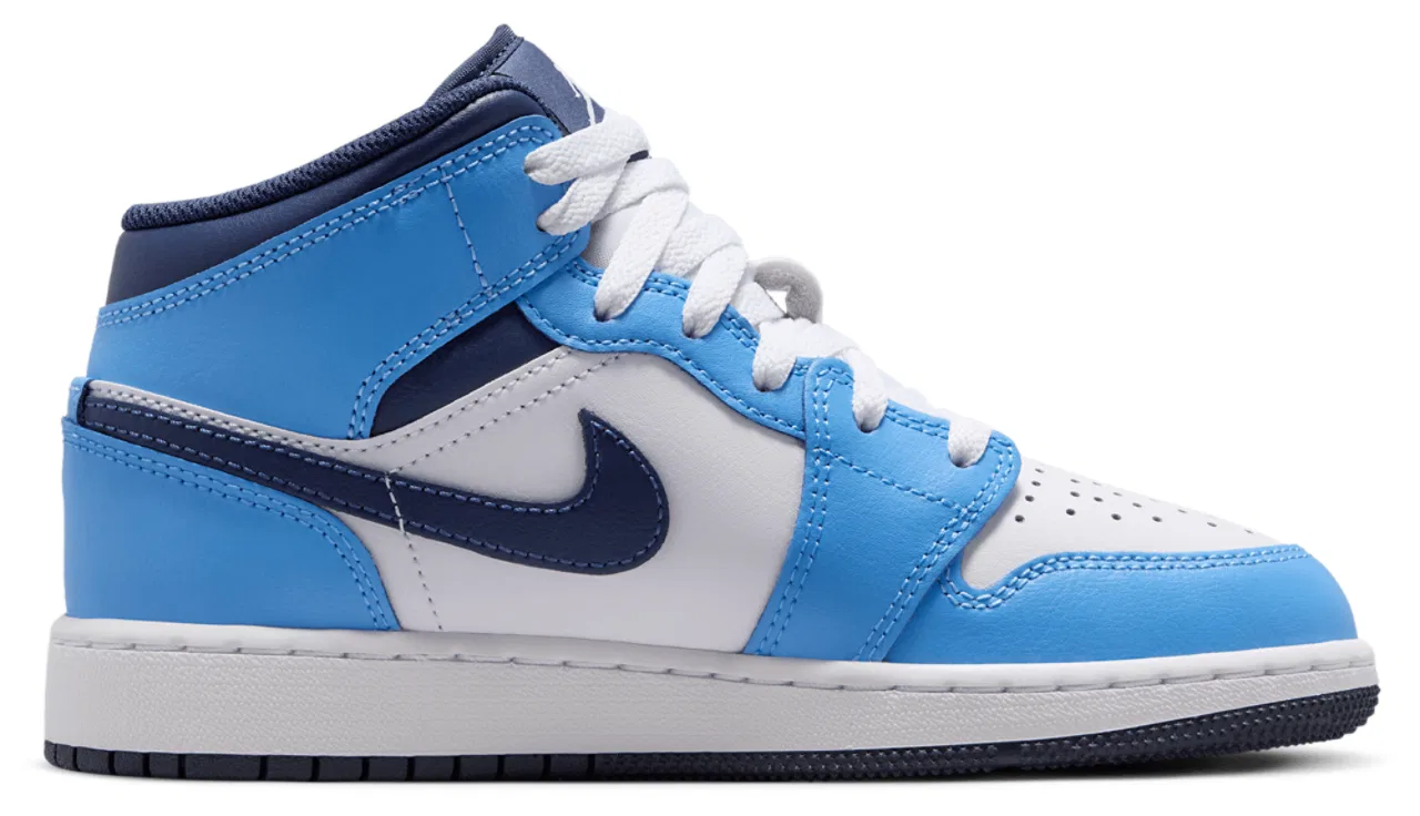 Баскетбольные кроссовки для мальчиков AJ 1 Mid Jordan, цвет Navy/Blue/White