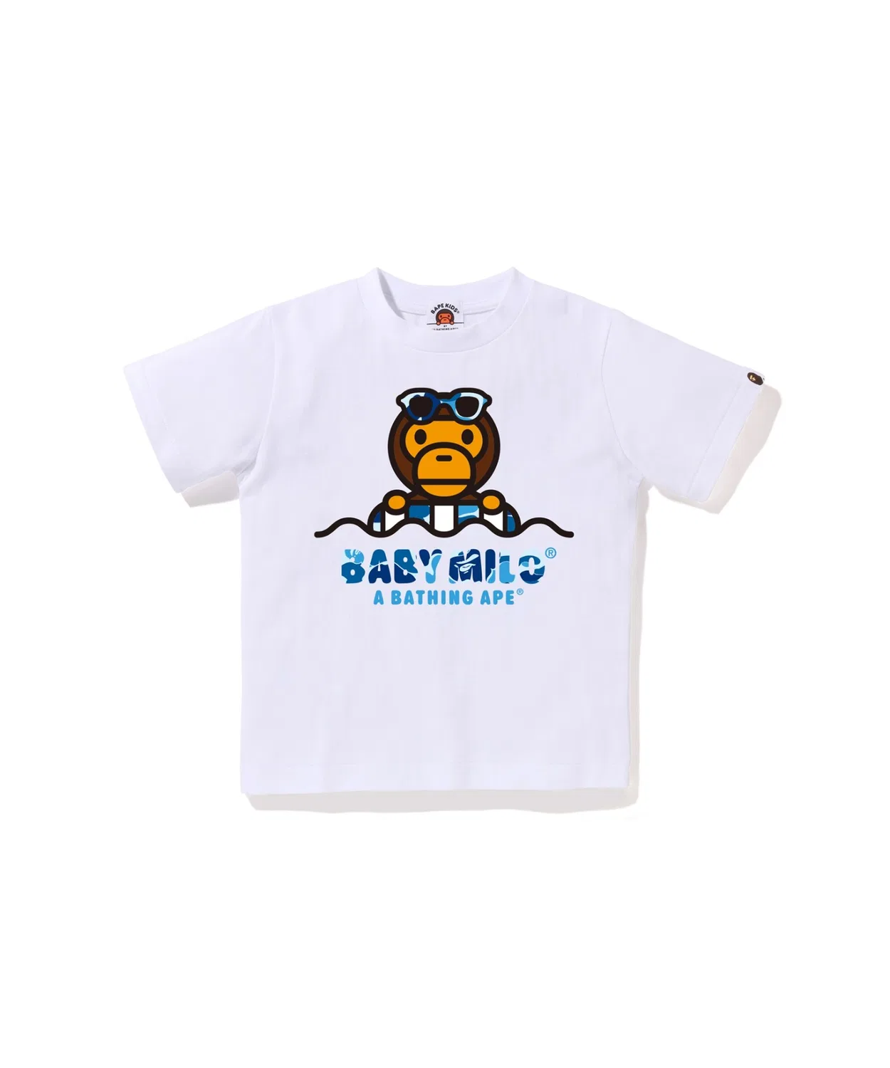 Детская футболка с коротким рукавом, с принтом, MILO FLOAT SUMMER TEE A BATHING APE, Белый