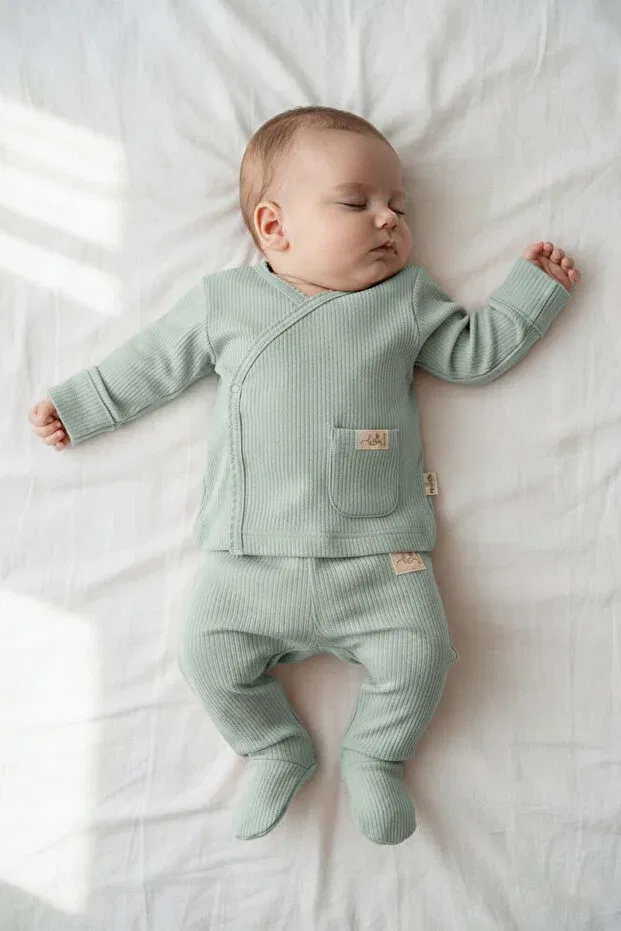 Детские брюки для девочек хлопковые Relaxed Fit Bebetto, Mint — фото 4