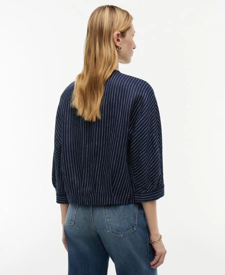 Блуза льняная с морским принтом Tommy Hilfiger, Pin Stripe Navy — фото 4