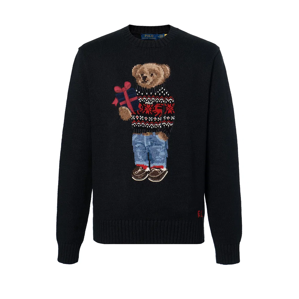 Polo Ralph Lauren Мужской свитер с принтом Polo Bear Black