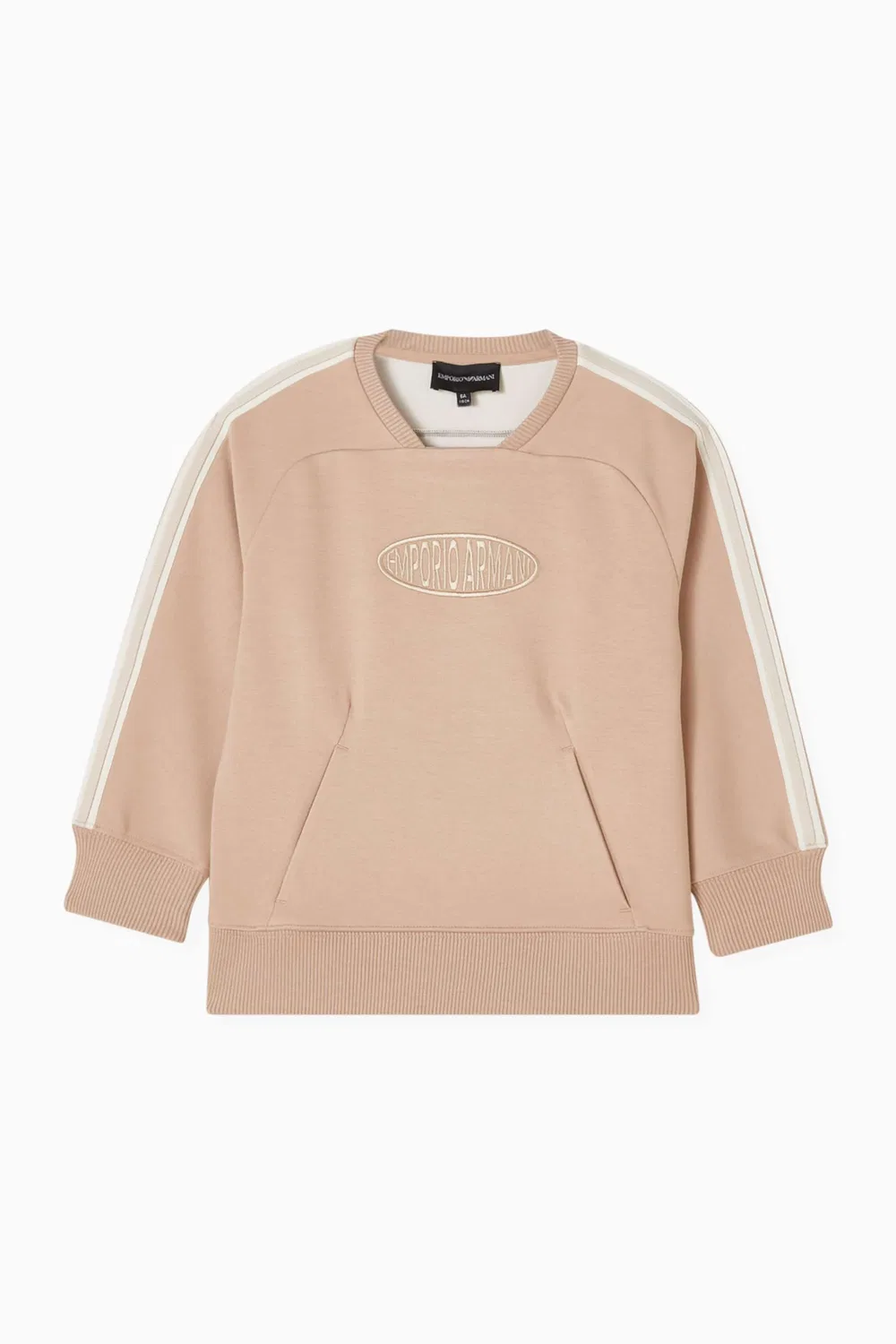 Свитшот хлопковый с логотипом Emporio Armani, коричневый
