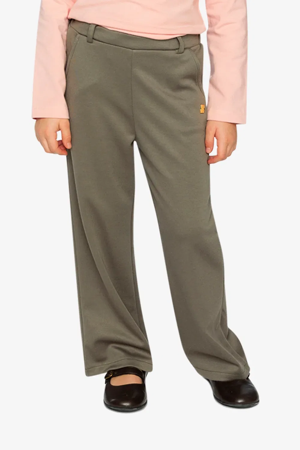 Детские брюки клеш с эластичным поясом Flare Pants Deux par Deux, Sage Print Green — фото 2