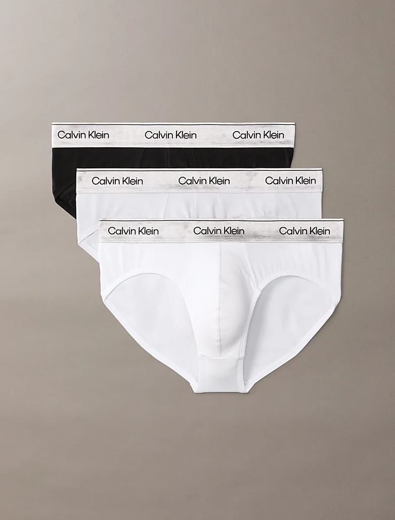 Комплект трусов Calvin Klein  Icon Cotton Stretch, 3 предмета, белый/черный