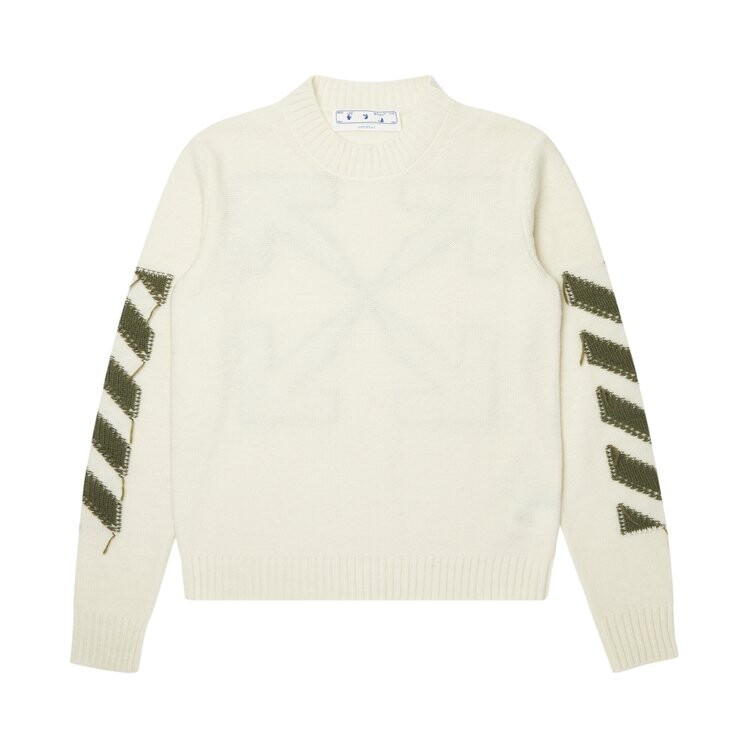 

Свитер Off-White Reverse Arrow Diag Knit Crew Sweater 'White/Green', белый