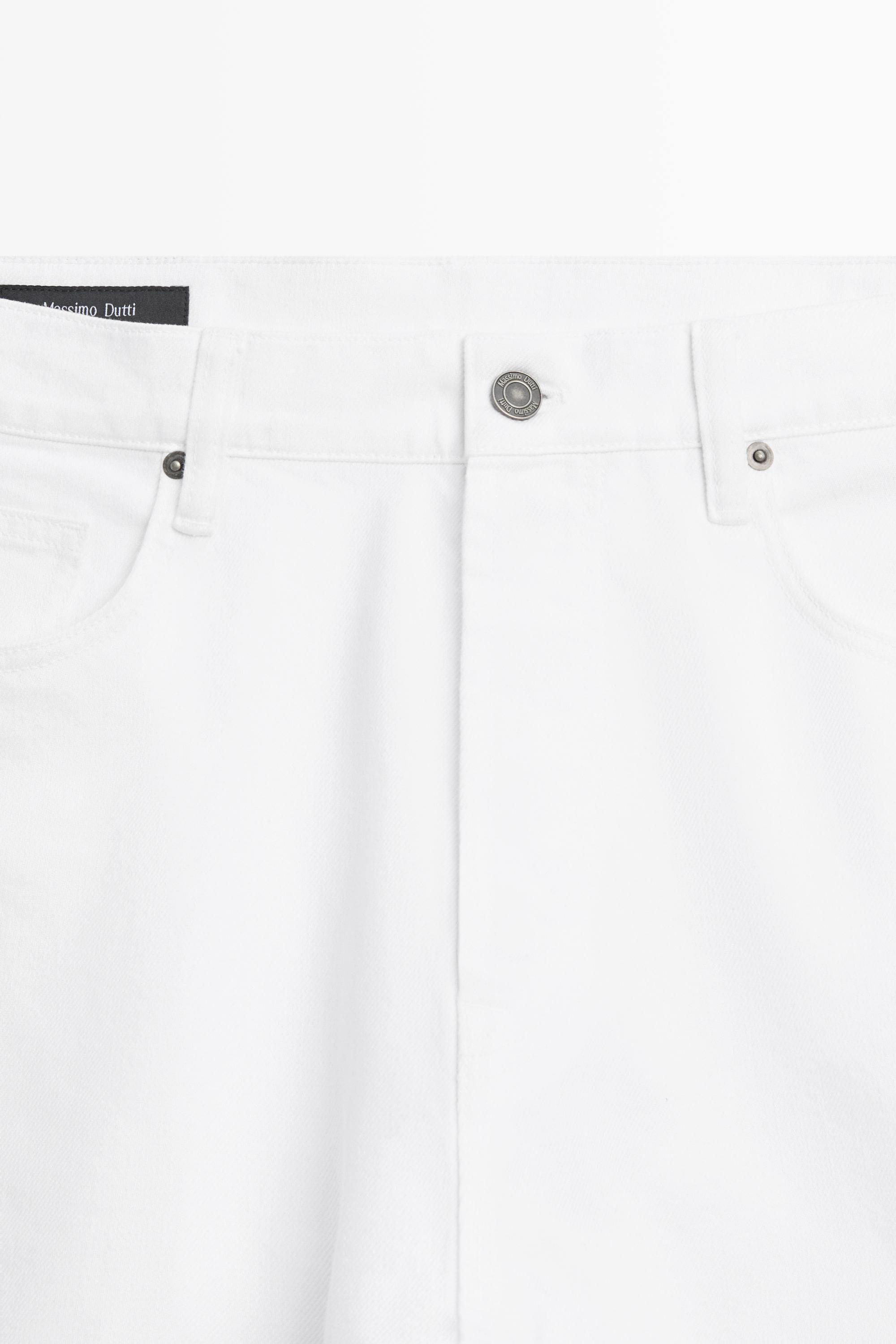 Брюки  Massimo Dutti Straight-leg Denim-effect, белый — фото 4