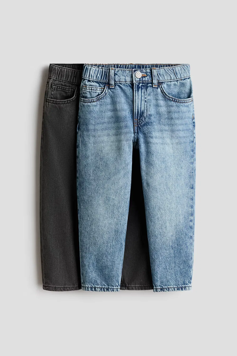 Комплект из 2 джинсов свободного кроя с зауженными штанинами H&M, Schwarz/Denimblau