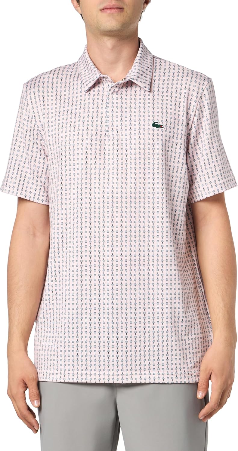 

Lacoste мужская поло для гольфа Regular Fit с защитой от ультрафиолета, Light Pink & White