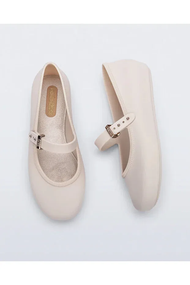 Детские балетки для девочек с пряжкой Melissa, Beige — фото 3